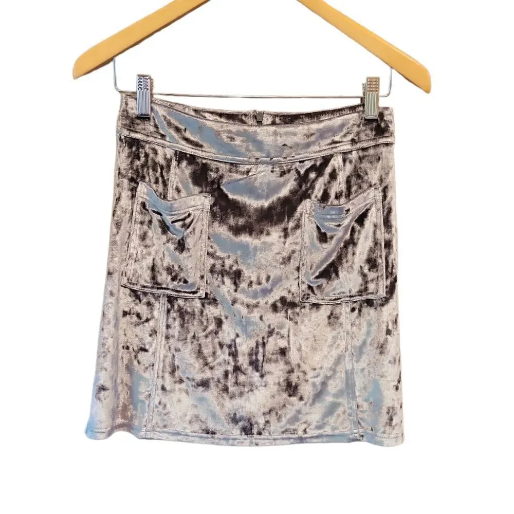 NWOT BB Dakota Metallic Calhoun Crushed Velvet Skirt Mini 4